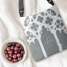 Minimalist Gothic Window Calligraphy Sage クロスボディバッグ