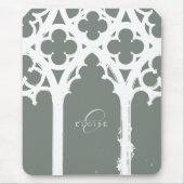 Minimalist Gothic Window Calligraphy Sage マウスパッド (正面)