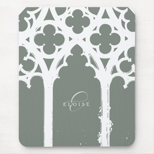 Minimalist Gothic Window Calligraphy Sage マウスパッド (正面)