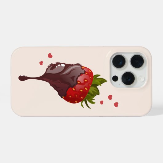 Minimalist Gourmet Chocolate Dipped Strawberry iPhoneケース (裏面横)