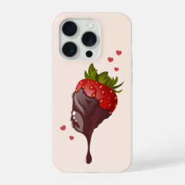 Minimalist Gourmet Chocolate Dipped Strawberry iPhone 15 Proケース