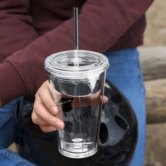 Minimalist Grad Cap Black & White Graduation アクリルタンブラー