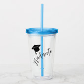 Minimalist Grad Cap Black & White Graduation アクリルタンブラー (正面)