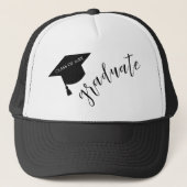 Minimalist Grad Cap Black & White Graduation キャップ (正面)