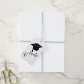 Minimalist Grad Cap Black & White Graduation ギフトタグ (より糸付き)