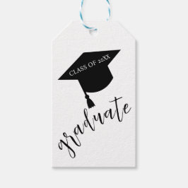 Minimalist Grad Cap Black & White Graduation ギフトタグ