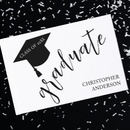Minimalist Grad Cap Black & White Graduation ゲストブック