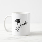 Minimalist Grad Cap Black & White Graduation コーヒーマグカップ (左)