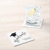 Minimalist Grad Cap Black & White Graduation スクエアペーパーコースター (インサイチュ)