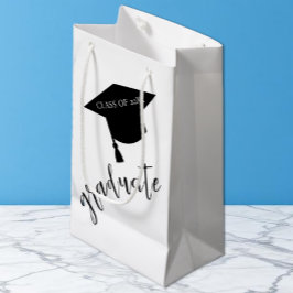 Minimalist Grad Cap Black & White Graduation スモールペーパーバッグ