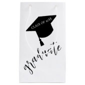 Minimalist Grad Cap Black & White Graduation スモールペーパーバッグ (正面)
