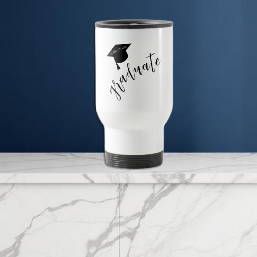 Minimalist Grad Cap Black & White Graduation トラベルマグ