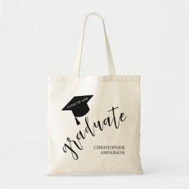Minimalist Grad Cap Black & White Graduation トートバッグ