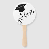Minimalist Grad Cap Black & White Graduation ハンドファン (正面)