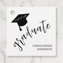 Minimalist Grad Cap Black & White Graduation フェイバータグ