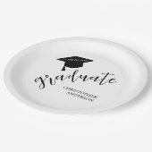 Minimalist Grad Cap Black & White Graduation ペーパープレート (アングル)