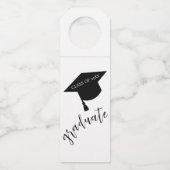 Minimalist Grad Cap Black & White Graduation ボトルネックタグ (正面)