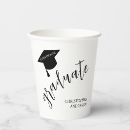 Minimalist Grad Cap Black & White Graduation 紙コップ