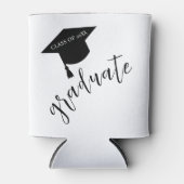 Minimalist Grad Cap Black & White Graduation 缶クーラー (正面)