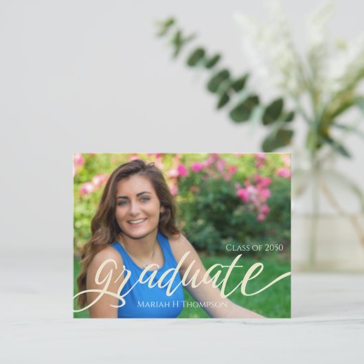 Minimalist Graduate Modern Simple Photo Script ポストカード (スタンド正面)