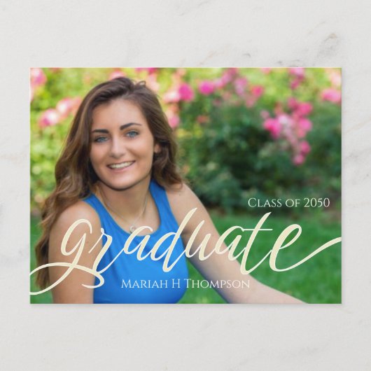 Minimalist Graduate Modern Simple Photo Script ポストカード (正面)