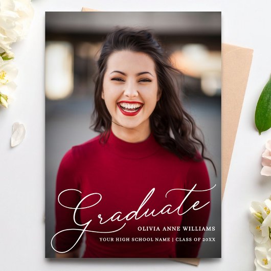 Minimalist Graduate Script High School Graduation 案内状