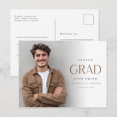 Minimalist Graduate Senior Grad Photo Announcement ポストカード (正面/裏面)
