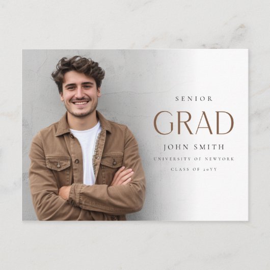 Minimalist Graduate Senior Grad Photo Announcement ポストカード (正面)