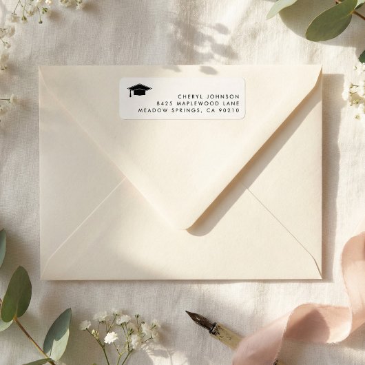 Minimalist Graduation Cap Return Address Label ラベル