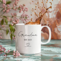 Minimalist Grandma EST Year | Custom Gift Mug