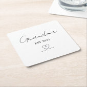 Minimalist Grandma EST Year | Custom Paper Coaster スクエアペーパーコースター (アングル)