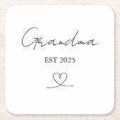 Minimalist Grandma EST Year | Custom Paper Coaster スクエアペーパーコースター (正面)
