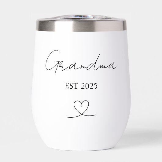 Minimalist Grandma EST Year Custom Wine Tumbler (正面)