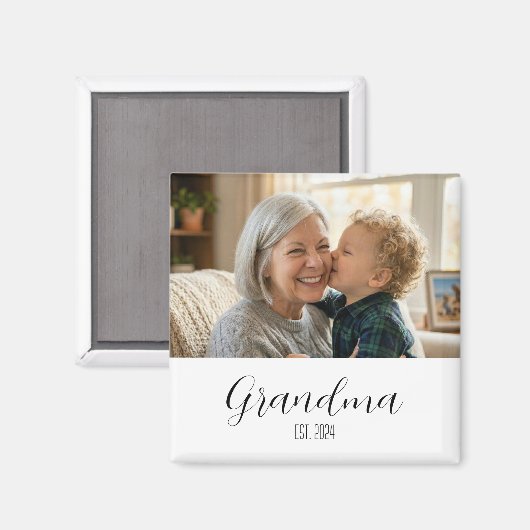 Minimalist Grandma Established Black Script Text マグネット (正面/裏面)