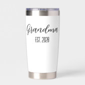 Minimalist Grandma Established Black Script Text 保温保冷タンブラー (背面)