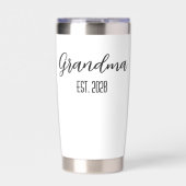Minimalist Grandma Established Black Script Text 保温保冷タンブラー (正面)