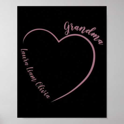 Minimalist Grandma With Grandkids Names And Heart ポスター (正面)
