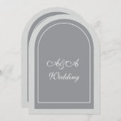 Minimalist Gray and Light Gray Arch Wedding  招待状 (正面/裏面)