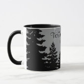 Minimalist gray black pine tree silhouette マグカップ (左)