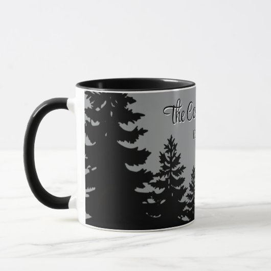 Minimalist gray black pine tree silhouette     マグカップ (左)