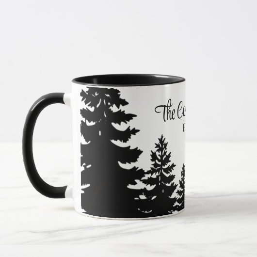 Minimalist gray black pine tree silhouette     マグカップ (左)
