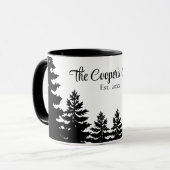 Minimalist gray black pine tree silhouette マグカップ (正面左)