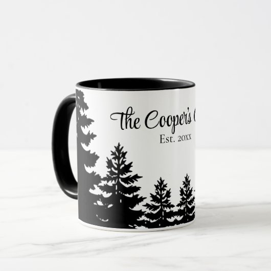 Minimalist gray black pine tree silhouette     マグカップ (正面左)