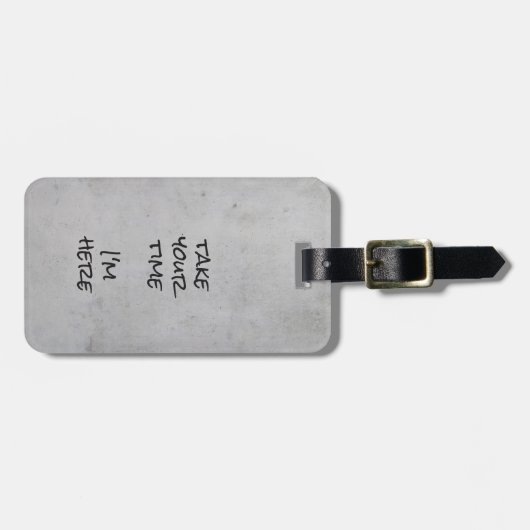 Minimalist Gray Concrete Black Script and Text ラゲッジタグ (正面横)