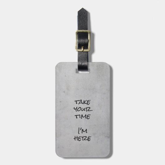 Minimalist Gray Concrete Black Script and Text ラゲッジタグ (正面縦)