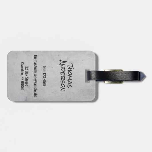 Minimalist Gray Concrete Black Script and Text ラゲッジタグ (裏面横)