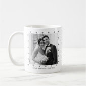 Minimalist Gray Hearts Custom Wedding Two Photos コーヒーマグカップ (左)
