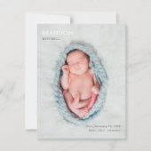 Minimalist Gray Photo Baby Announcement Flat Card (正面)