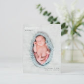 Minimalist Gray Photo Baby Announcement Flat Card (スタンド正面)