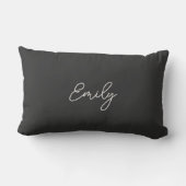 Minimalist Gray Script Name Dorm Pillow  ランバークッション (裏面)